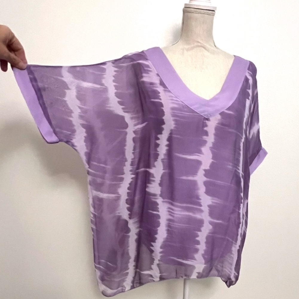 Purple Silk Blend Tie-Dye Women's Top